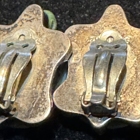 Vintage Turtle Clip-On Earrings Light Green Shell Silver Base Retro Costume Jewe - Picture 2 of 5